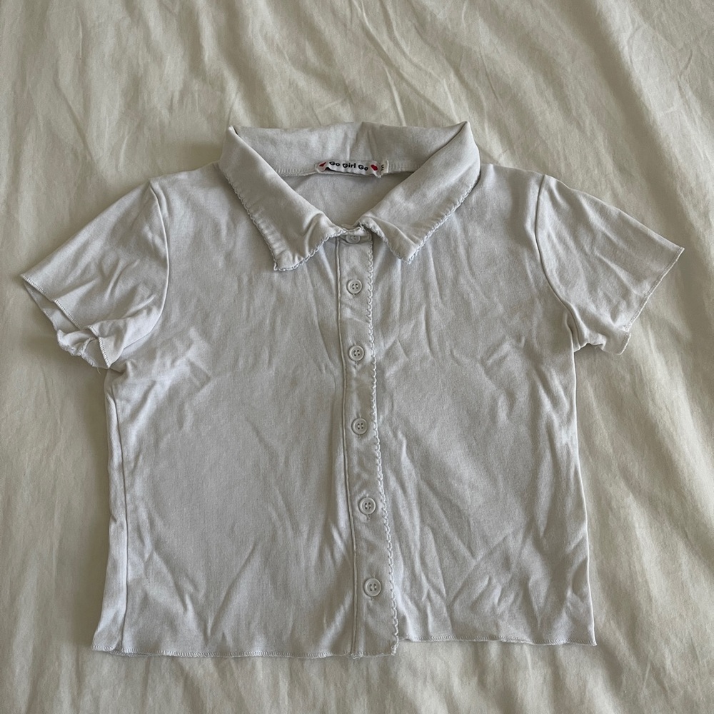 Tennis preppy collar crop top